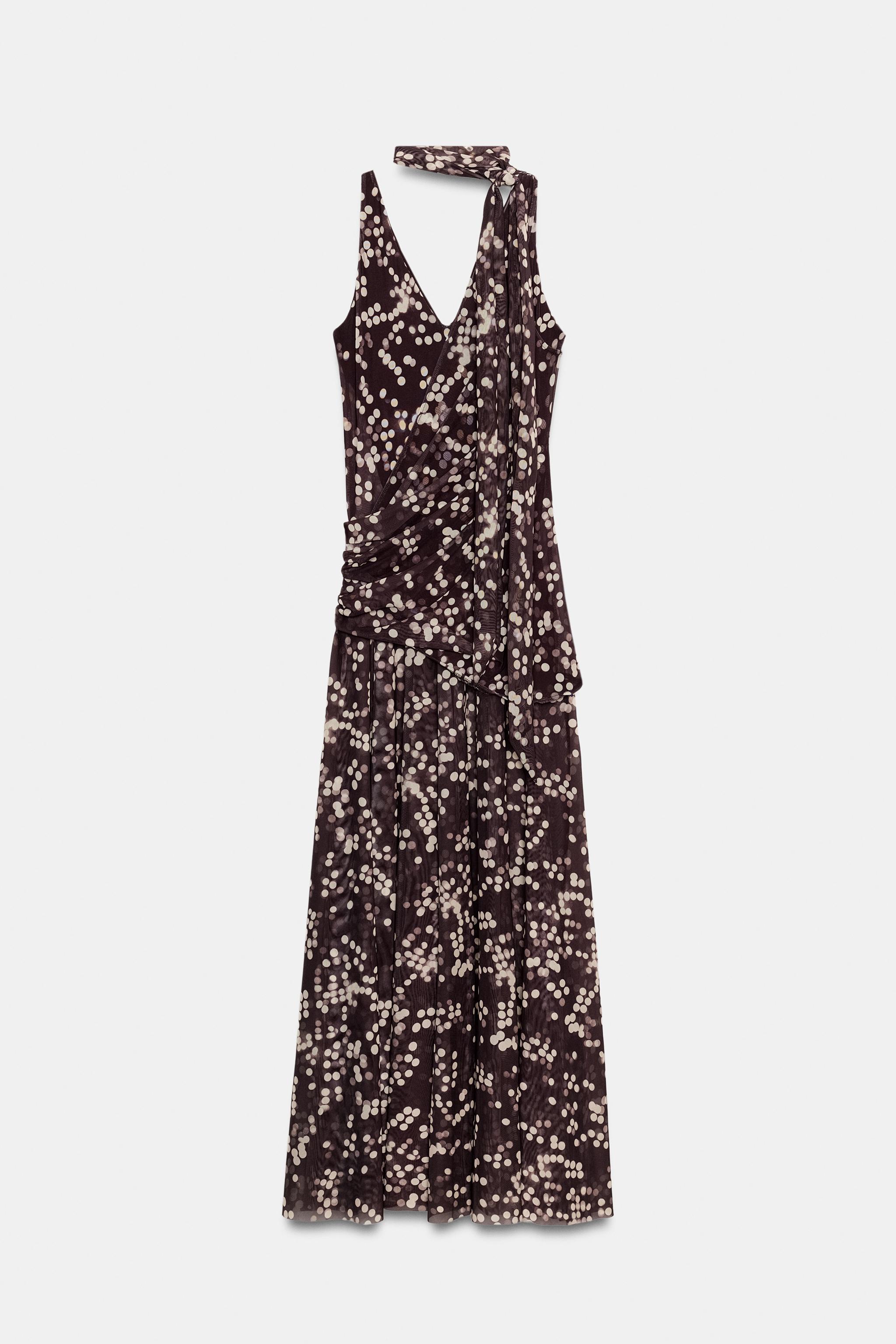 ROBE LONGUE EN TULLE À POIS